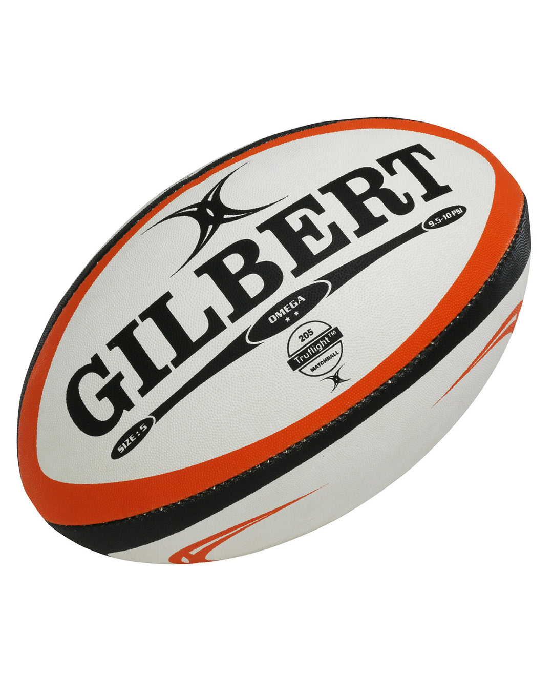 Gilbert Rugby Union - Omega Match - White/Orange - Size 5