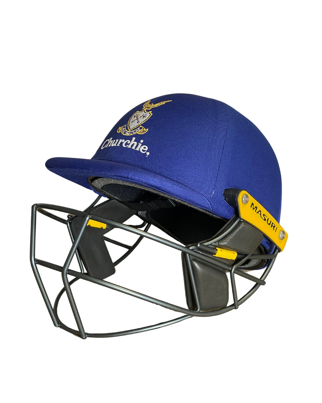 Anglican Church Grammar School (Churchie) - Custom Masuri T Line Stainless Steel Cricket Batting Helmet - Royal Blue - Senior