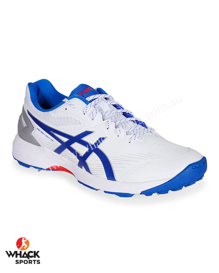 ASICS Gel 350 Not Out Cricket Shoes - Steel Spikes - White/Tuna Blue