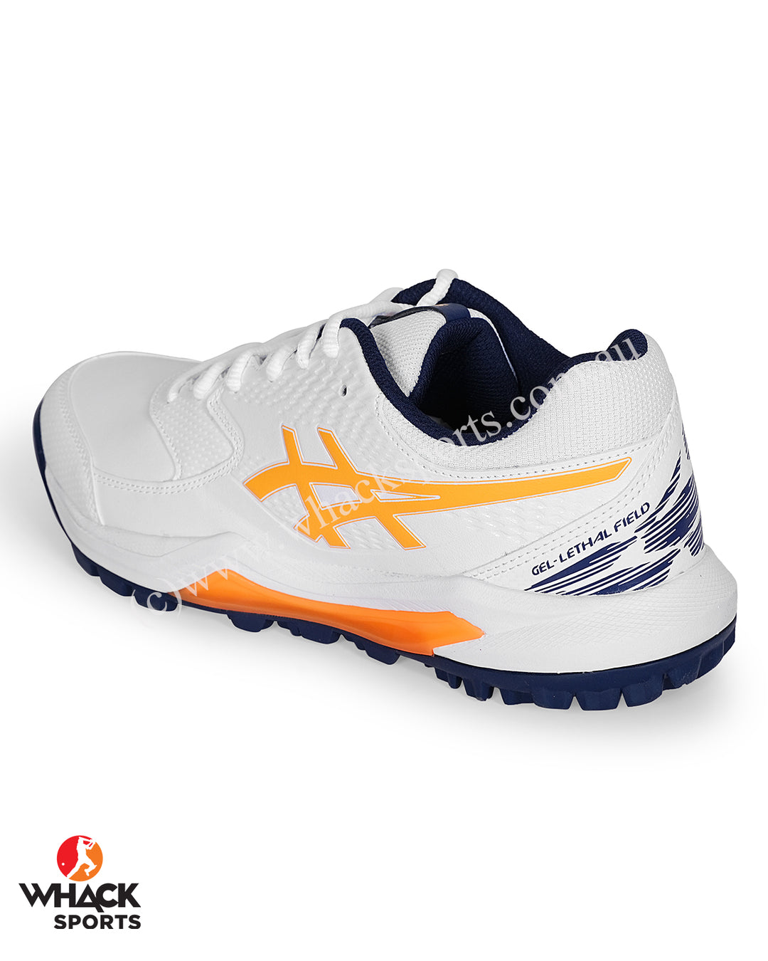 ASICS Gel Lethal Field - Rubber Cricket Shoes - White/Stadium Orange