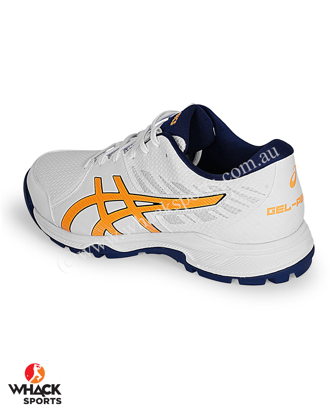 ASICS Gel Peake - Rubber Cricket Shoes - White/Stadium Orange