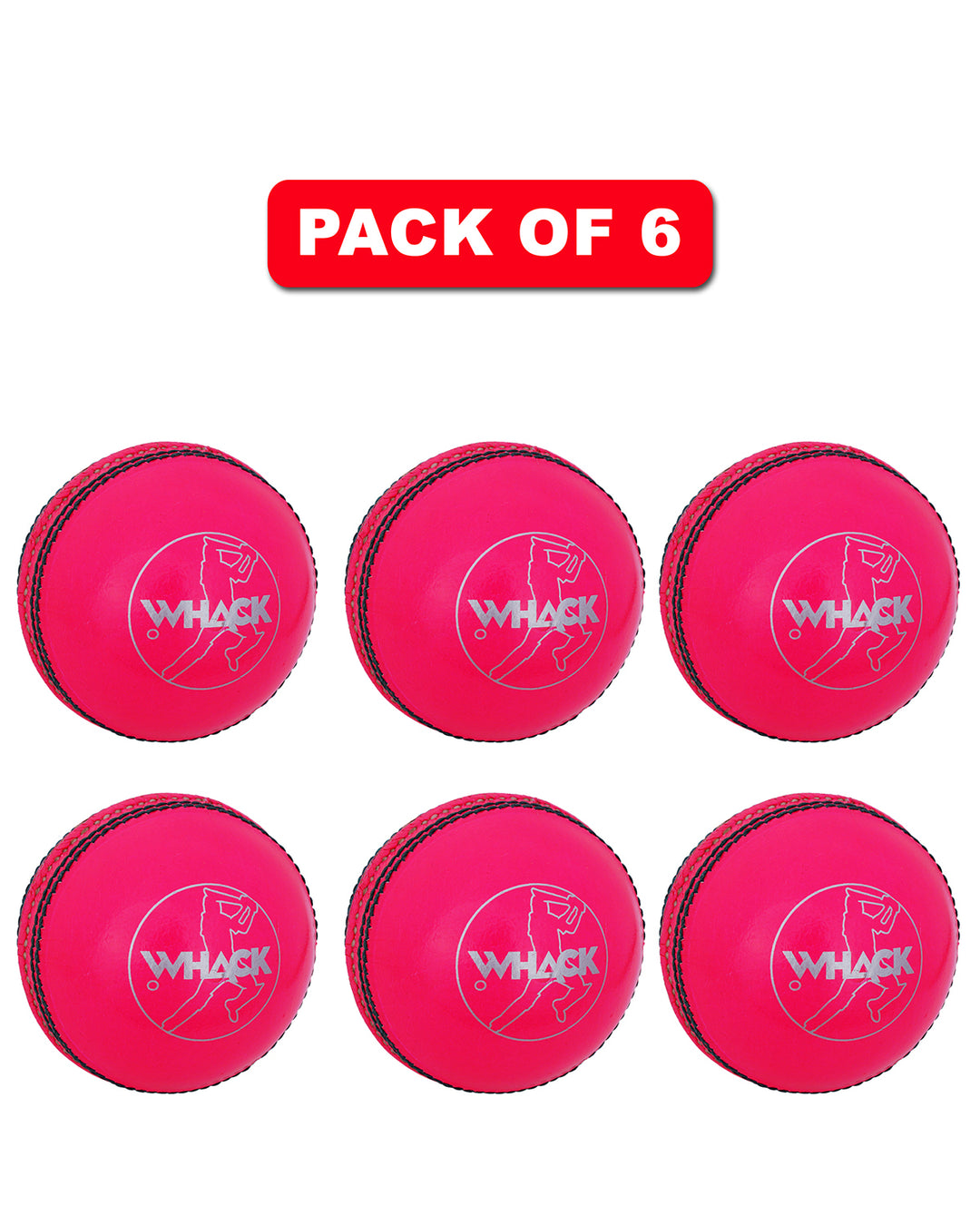 WHACK 2 Piece County Leather Cricket Ball Bundle - 142gm - Pink - Pack of 6x or 12x