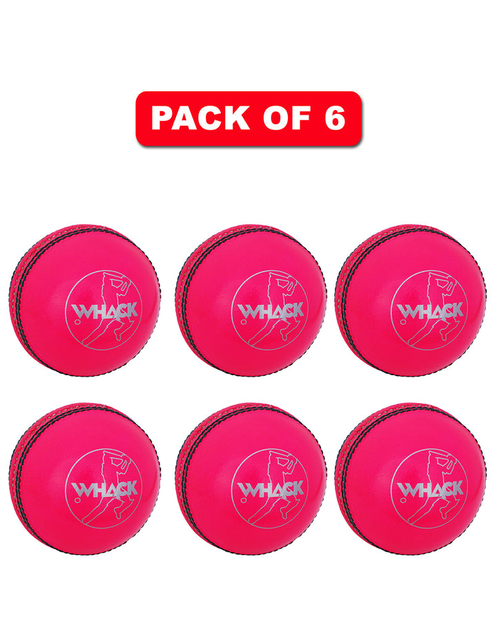 WHACK 2 Piece County Leather Cricket Ball Bundle - 142gm - Pink - Pack of 6x or 12x