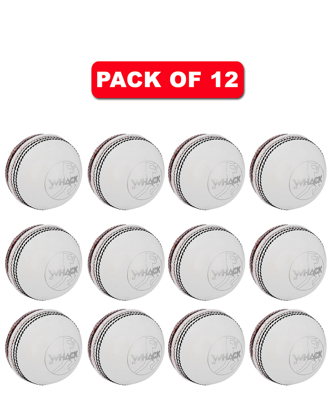 WHACK 2 Piece County Leather Cricket Ball Bundle - 156gm - Red/White - Pack of 6x or 12x