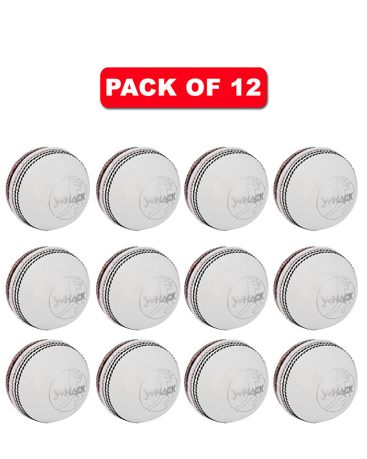 WHACK 2 Piece County Leather Cricket Ball Bundle - 156gm - Red/White - Pack of 6x or 12x