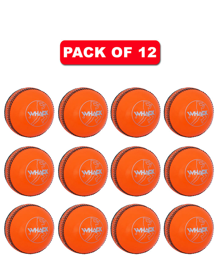 WHACK 2 Piece County Leather Cricket Ball Bundle - 156gm - Orange - Pack of 6x or 12x