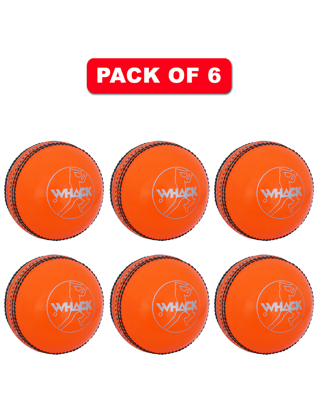 WHACK 2 Piece County Leather Cricket Ball Bundle - 156gm - Orange - Pack of 6x or 12x