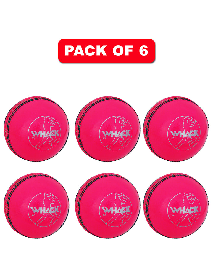 WHACK 2 Piece County Leather Cricket Ball Bundle - 156gm - Pink - Pack of 6x or 12x