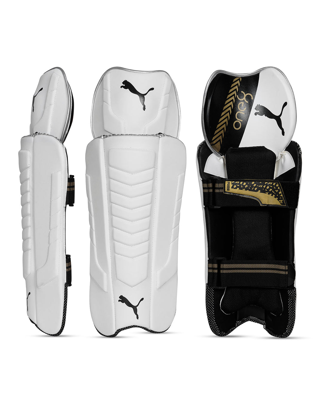 Puma One8 1 Cricket Keeping Pads - Black/Gold - Adult