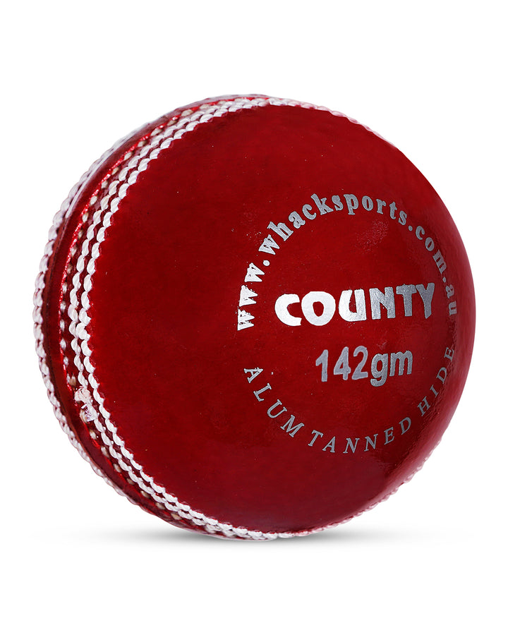WHACK County Leather Cricket Ball - 2 Piece - 142gm - Red