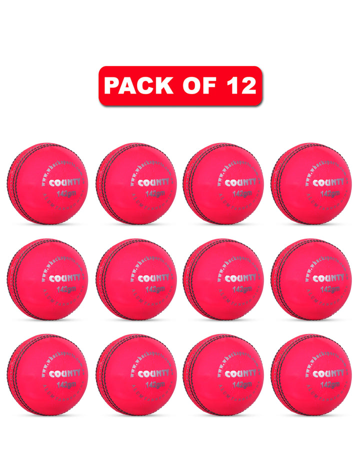 WHACK 2 Piece County Leather Cricket Ball Bundle - 142gm - Pink - Pack of 6x or 12x