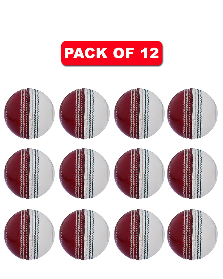 WHACK 2 Piece County Leather Cricket Ball Bundle - 156gm - Red/White - Pack of 6x or 12x