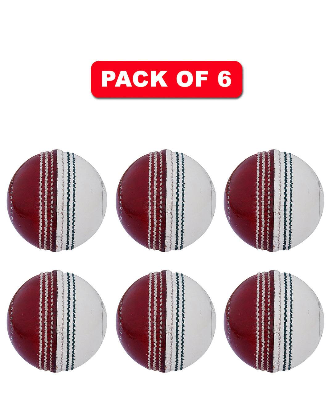 WHACK 2 Piece County Leather Cricket Ball Bundle - 156gm - Red/White - Pack of 6x or 12x