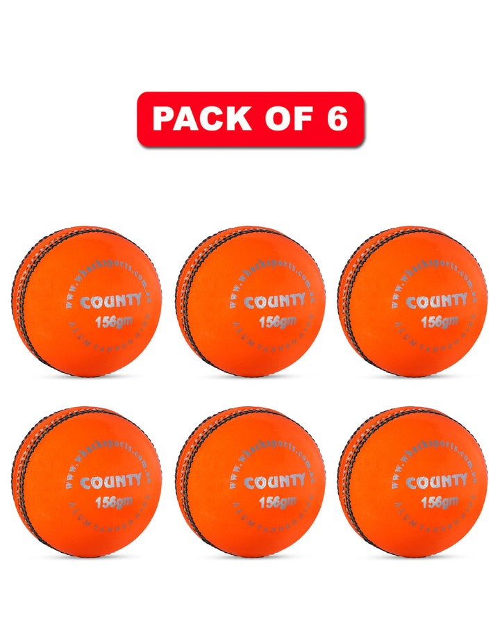 WHACK 2 Piece County Leather Cricket Ball Bundle - 156gm - Orange - Pack of 6x or 12x