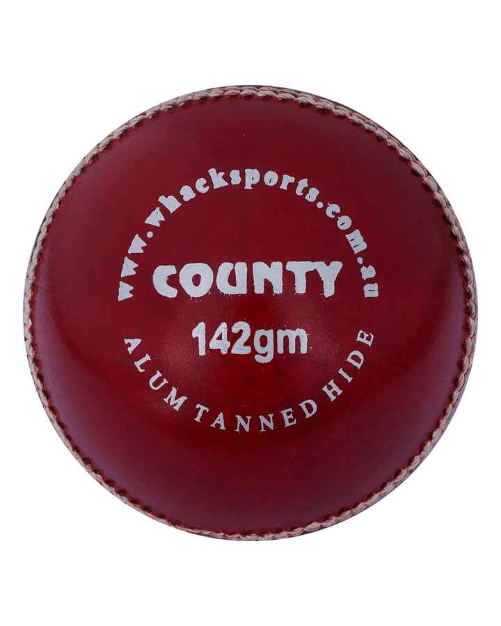 WHACK County Leather Cricket Ball - 2 Piece - 142gm - Red