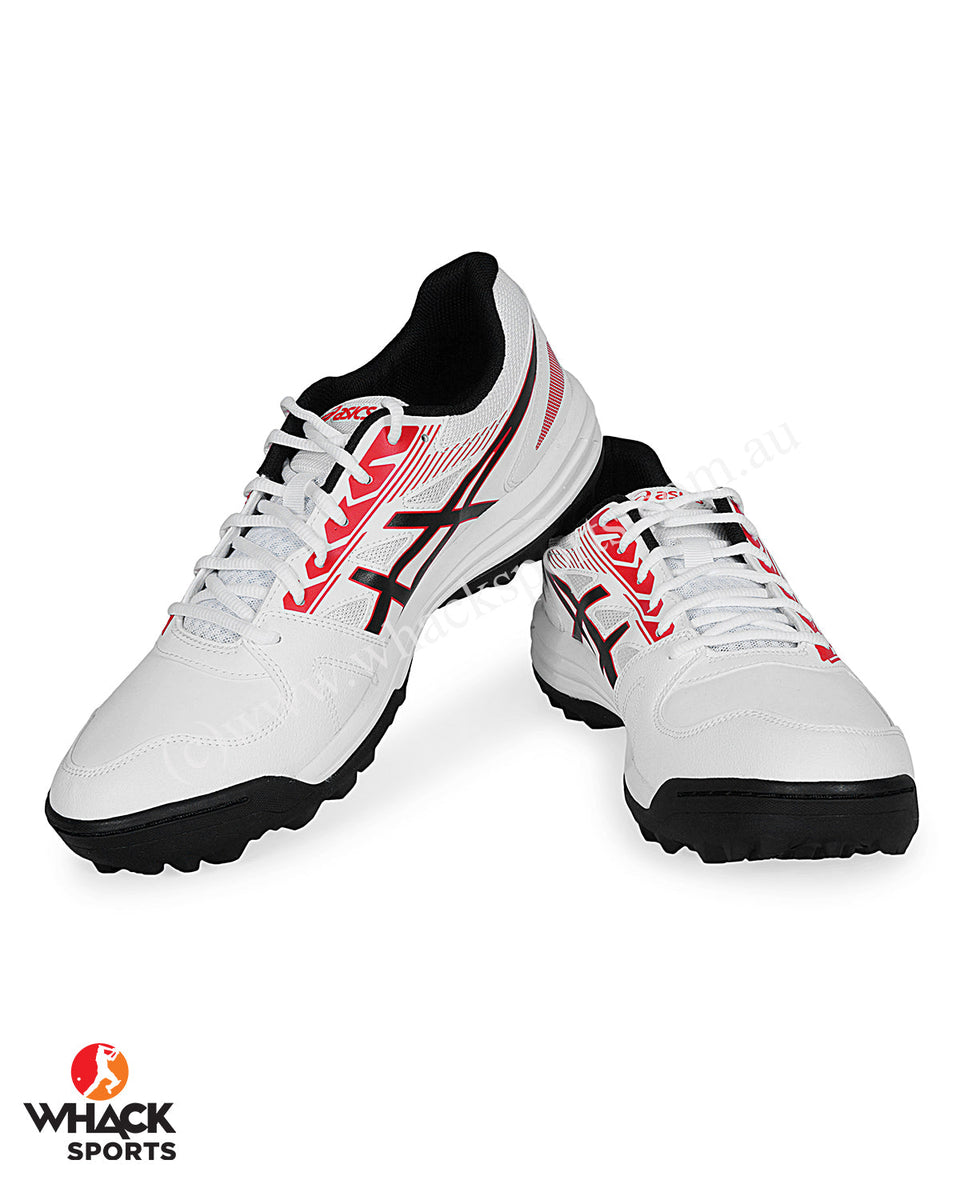 ASICS Gel Lethal Field Rubber Cricket Shoes White/Classic Red WHACK Sports
