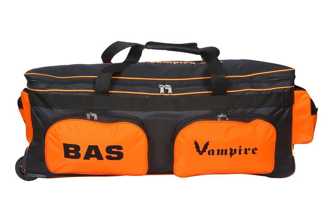 BAS International Cricket Kit Bag - Wheelie - Large - Black/Orange