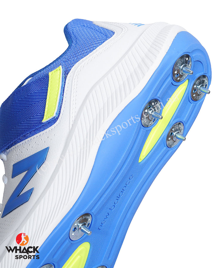 New Balance CK4040 W5 Cricket Shoes - Steel Spikes - White/Blue