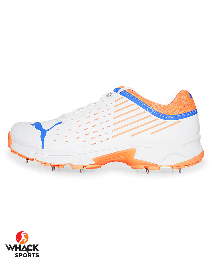 Puma 22.1 Cricket Shoes - Steel Spikes - White Bluemazing Neon Citrus