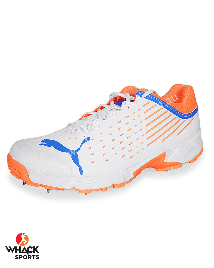 Puma 22.1 Cricket Shoes - Steel Spikes - White Bluemazing Neon Citrus