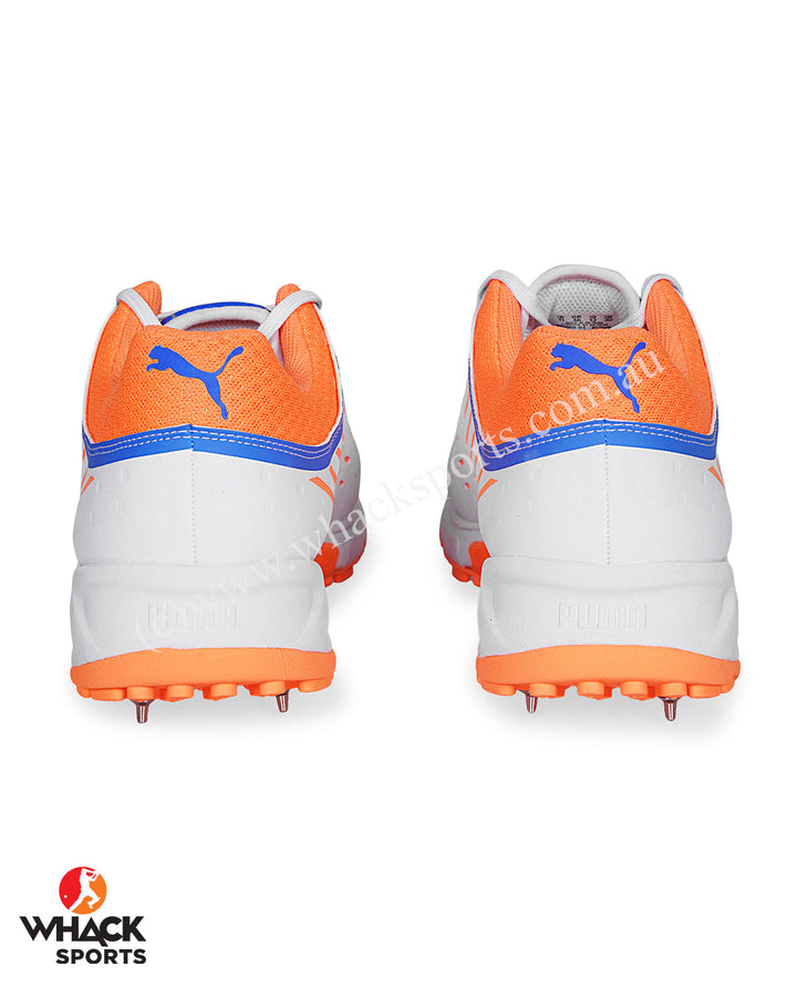 Puma 22.1 Cricket Shoes - Steel Spikes - White Bluemazing Neon Citrus