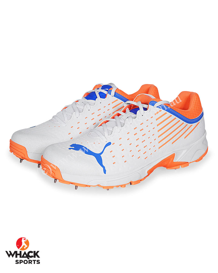 Puma 22.1 Cricket Shoes - Steel Spikes - White Bluemazing Neon Citrus