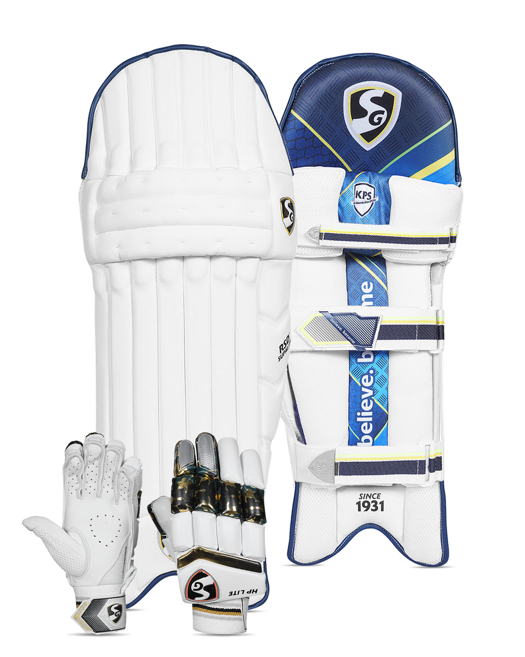 SG HP Lite Batting Pads and Gloves Bundle - Adult