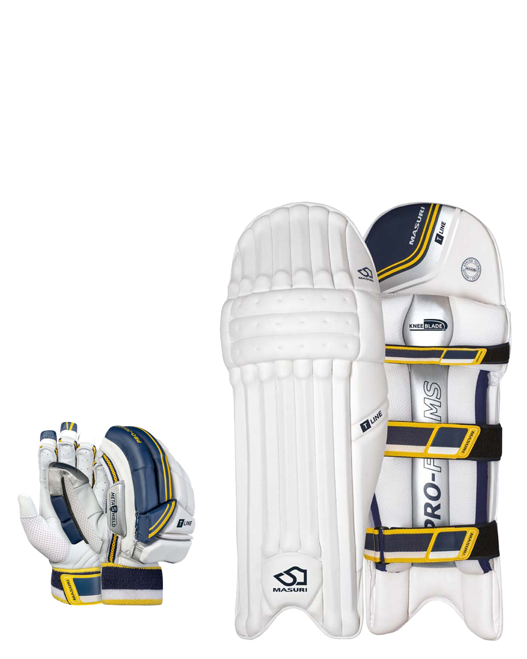 Masuri T Line Batting Pads and Gloves Bundle