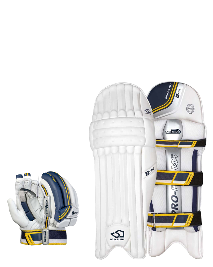 Masuri E Line Pro Batting Pads and Gloves Bundle