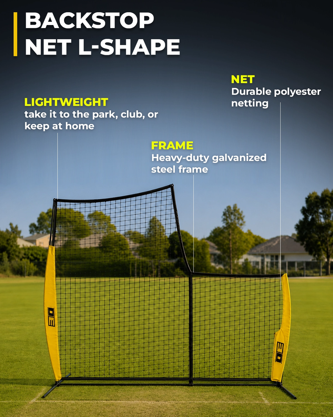 3D Sports Backstop Net L-Shape