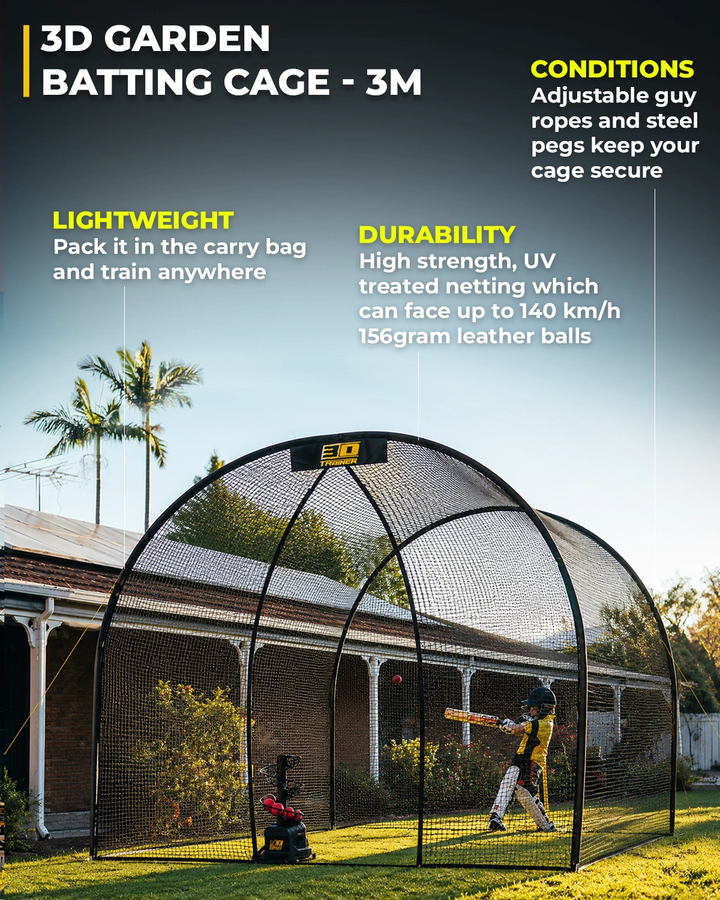 3D Garden Batting Cage - 3m (L) x 3m (W) x 3m (H)