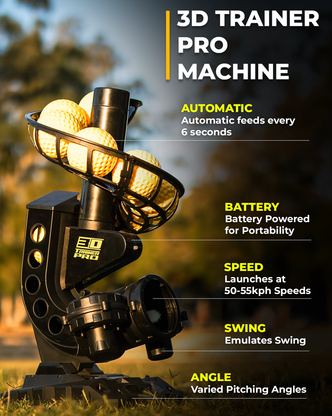 3D Trainer Pro - Automatic Cricket Feed Machine