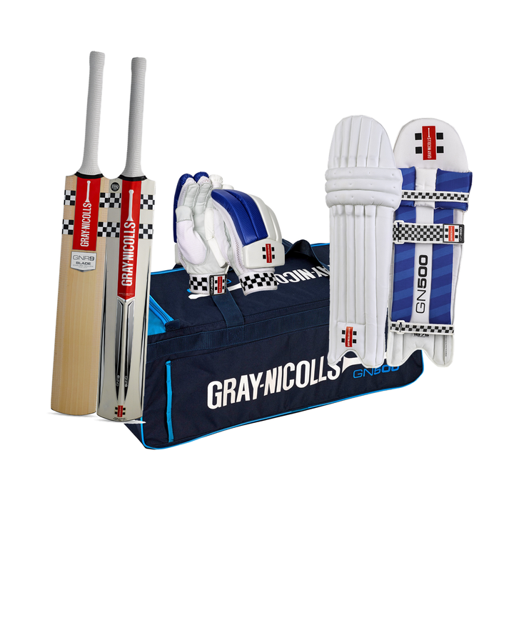 Gray Nicolls GNR 9 Cricket Bundle Kit Youth - bat, GN 500 kit bag, 500 batting gloves and pads