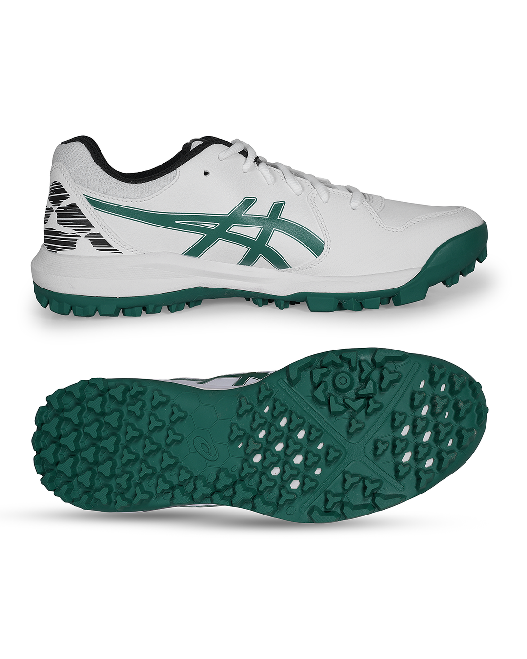 ASICS Gel Lethal Field 2 - Rubber Cricket Shoes - White/Jasper Green