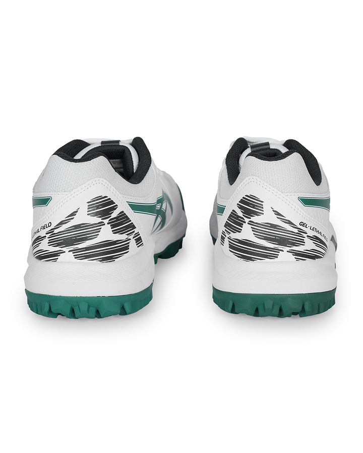 ASICS Gel Lethal Field 2 - Rubber Cricket Shoes - White/Jasper Green