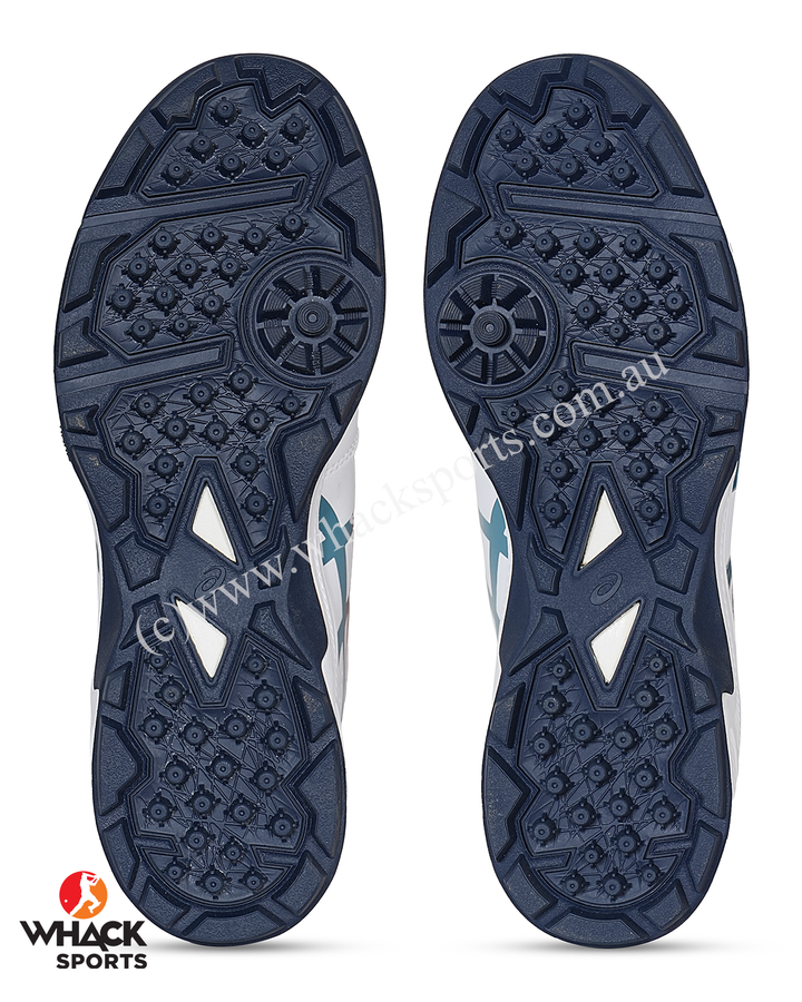 ASICS Gel Peake 2 - Rubber Cricket Shoes - White/Atlantis Blue