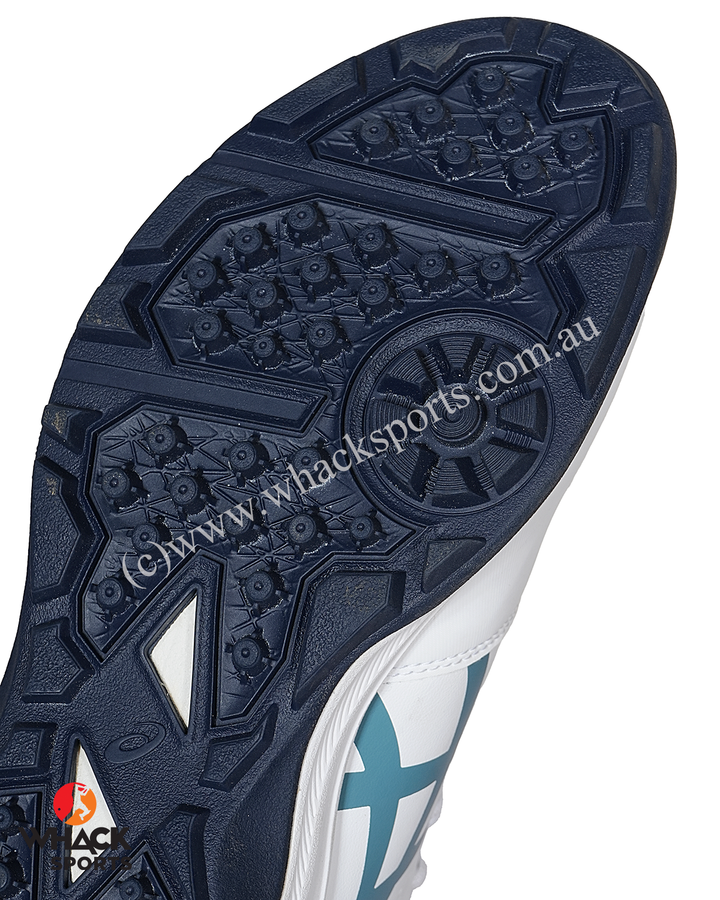 ASICS Gel Peake 2 - Rubber Cricket Shoes - White/Atlantis Blue