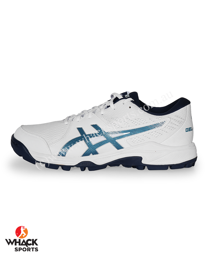 ASICS Gel Peake 2 - Rubber Cricket Shoes - White/Atlantis Blue