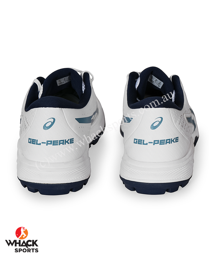 ASICS Gel Peake 2 - Rubber Cricket Shoes - White/Atlantis Blue
