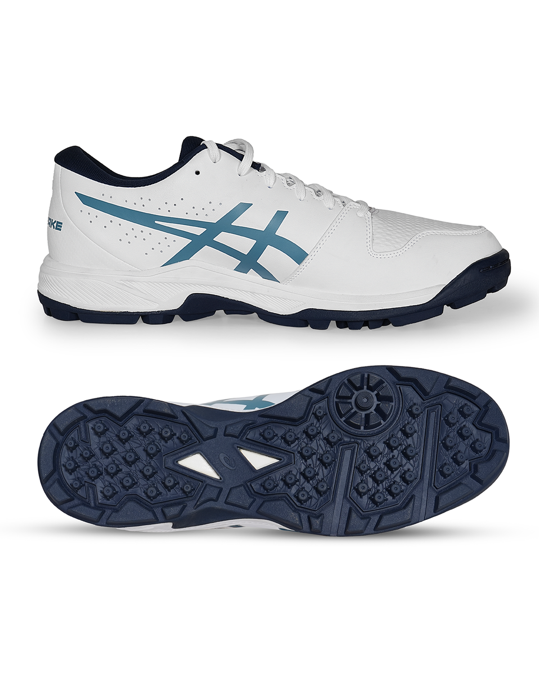 ASICS Gel Peake 2 - Rubber Cricket Shoes - White/Atlantis Blue