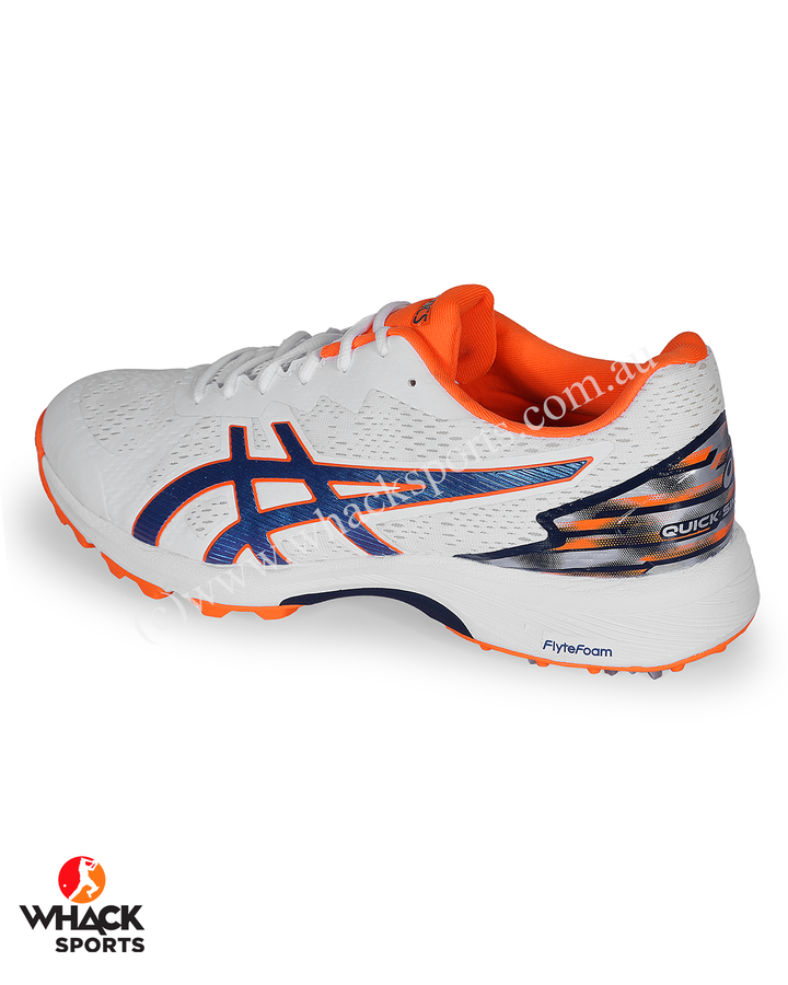 ASICS Quick Single Cricket Shoes - Steel Spikes - White/Midnight