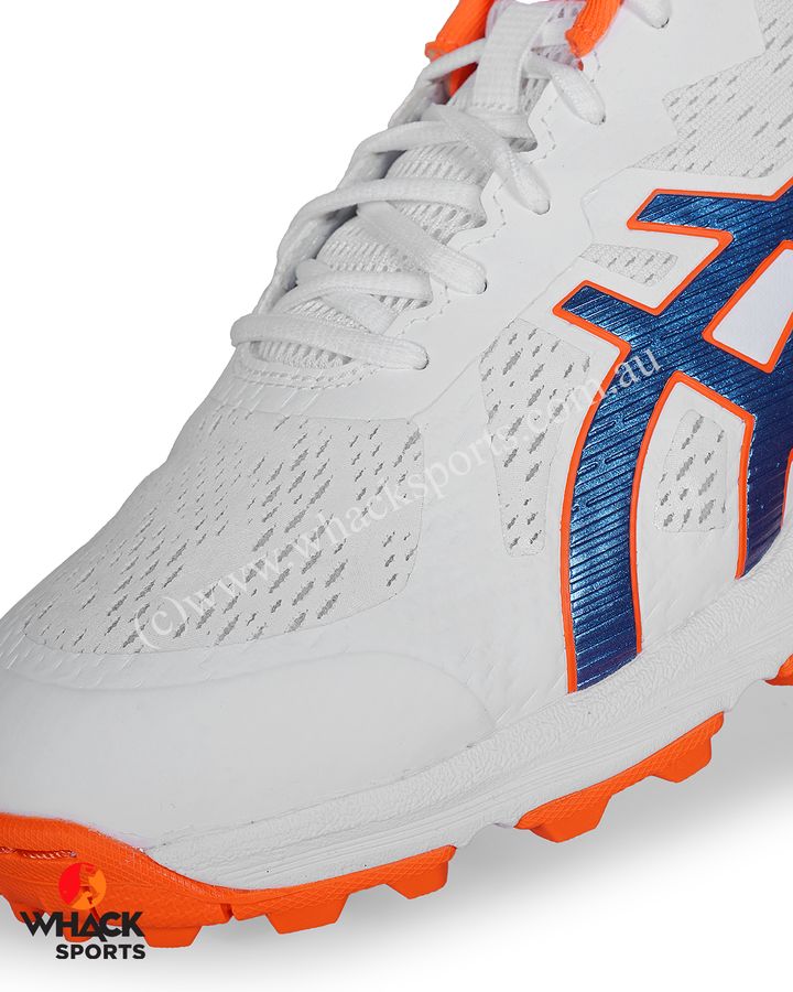 ASICS Quick Single Cricket Shoes - Steel Spikes - White/Midnight
