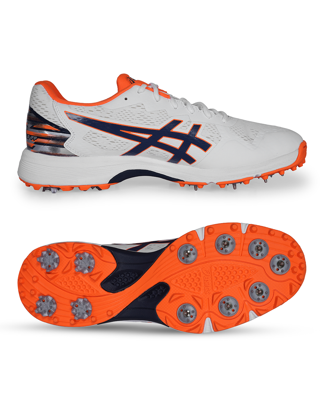 ASICS Quick Single Cricket Shoes - Steel Spikes - White/Midnight