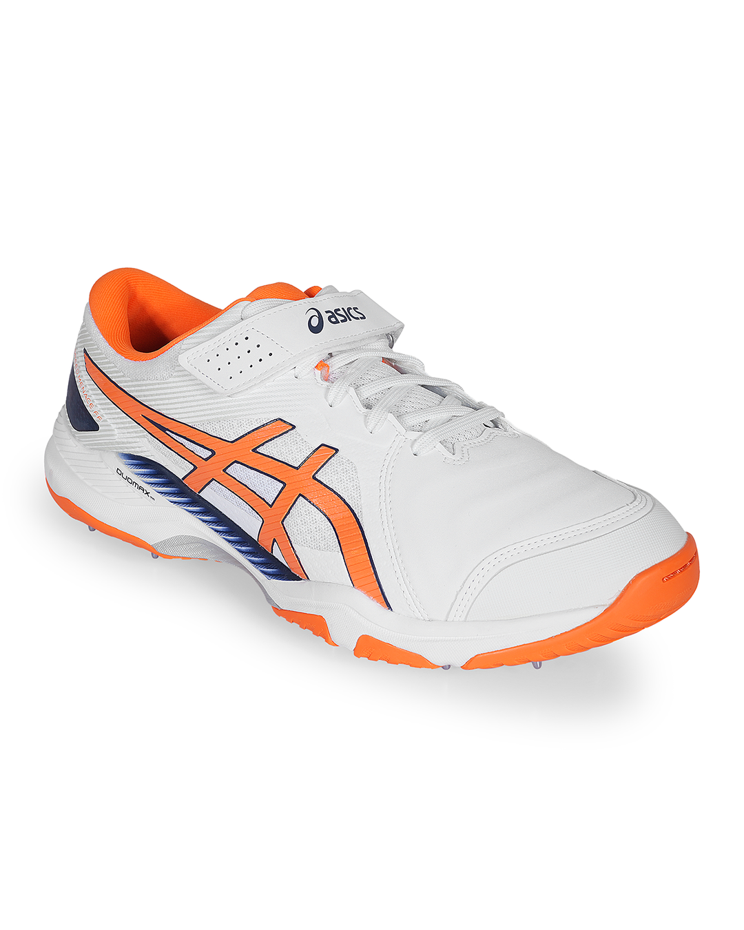 ASICS Gel Speed Menace Cricket Shoes - Steel Spikes - White/Shocking Orange