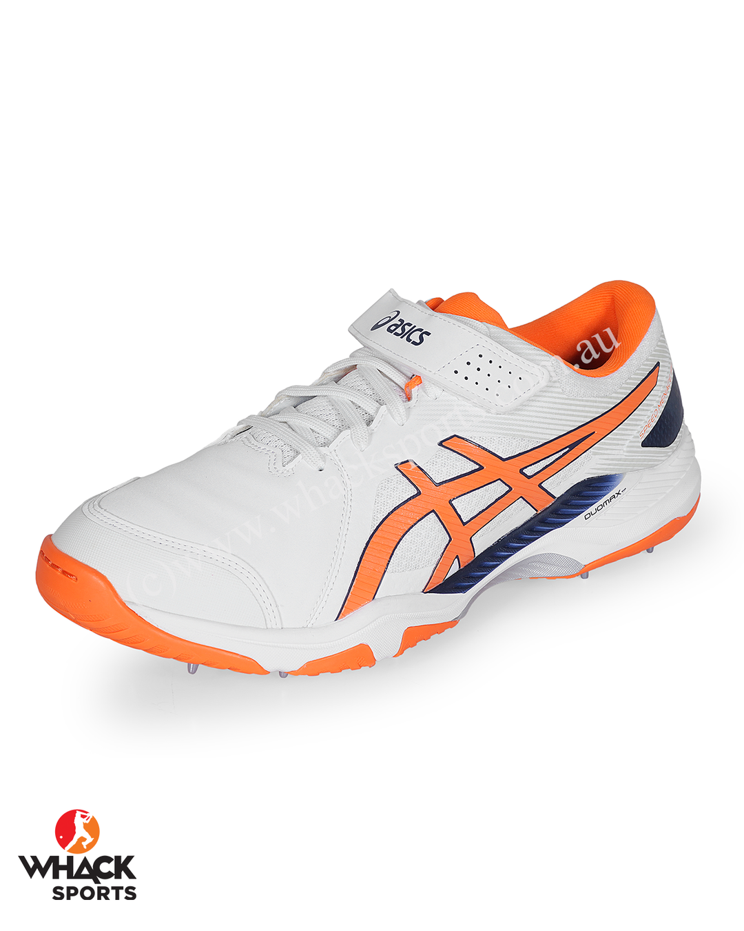 ASICS Gel Speed Menace Cricket Shoes - Steel Spikes - White/Shocking Orange