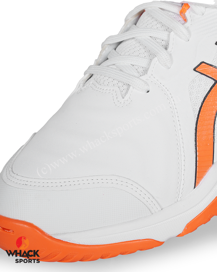 ASICS Gel Speed Menace Cricket Shoes - Steel Spikes - White/Shocking Orange