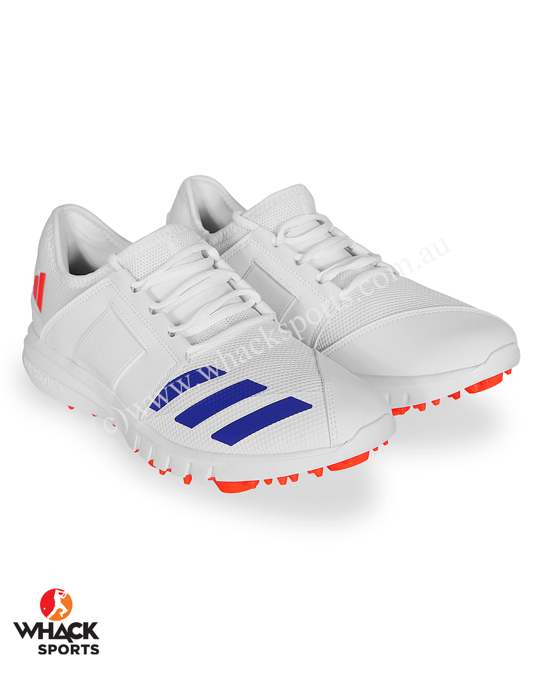 Adidas Howzat Junior Cricket Shoes - Steel Spikes - Blue/Orange
