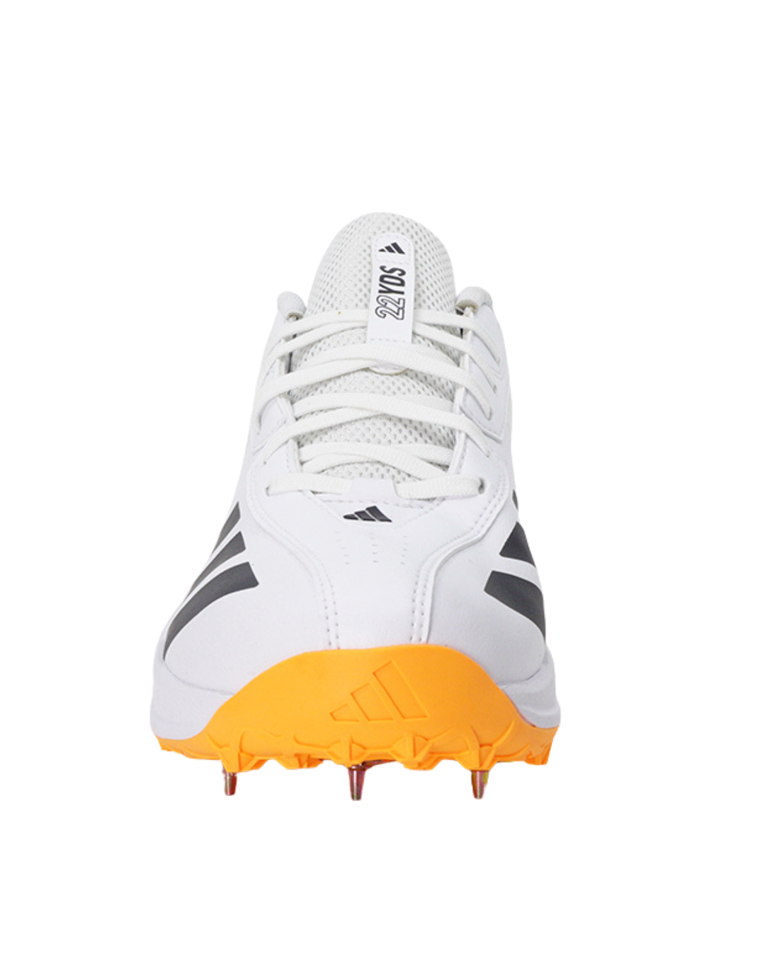 Adidas JQ8545 22 YDS Cricket Shoes - Steel Spikes - White/Aurora Onix/Lucid Tangerine