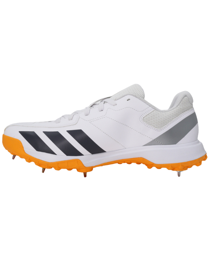 Adidas JQ8550 Howzat Cricket Shoes - Steel Spikes - White/Aurora Onix/Lucid Tangerine