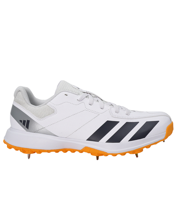 Adidas JQ8550 Howzat Cricket Shoes - Steel Spikes - White/Aurora Onix/Lucid Tangerine
